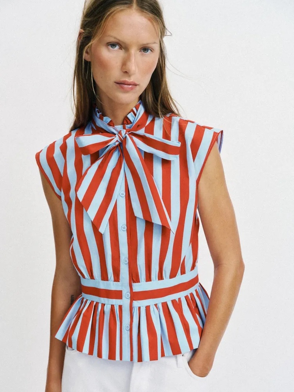 ZARA KNOTTED STRIPED BLOUSE
